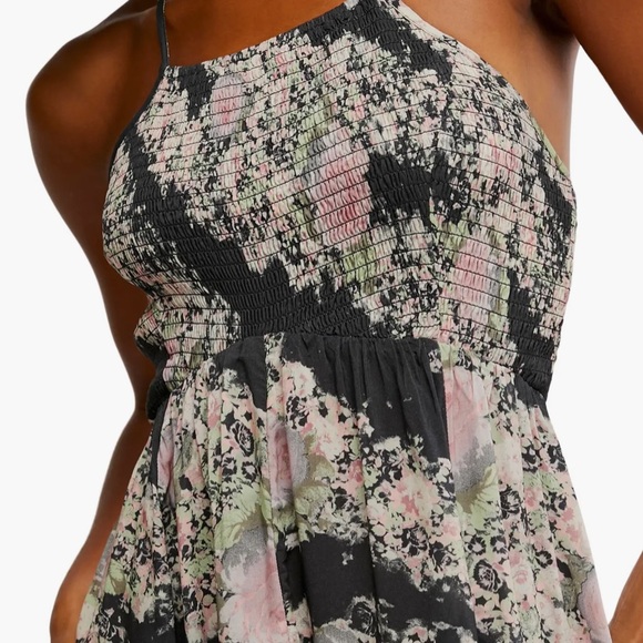 Free People Heat Wave Printed Maxi Dress Black Combo Size L Boho Floral - Picture 3 of 7